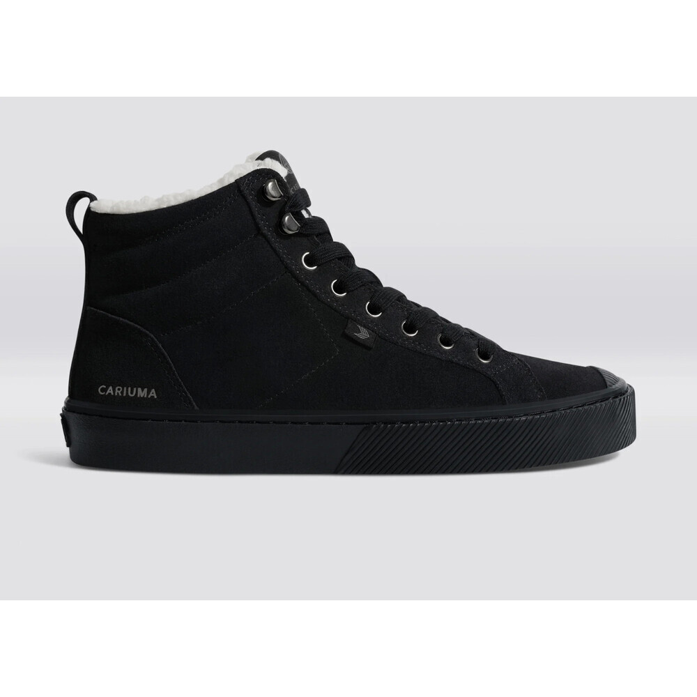 Cariuma OCA Therma Boots Mens US 8.5 Black Suede Shearling Lined High Top GAL744